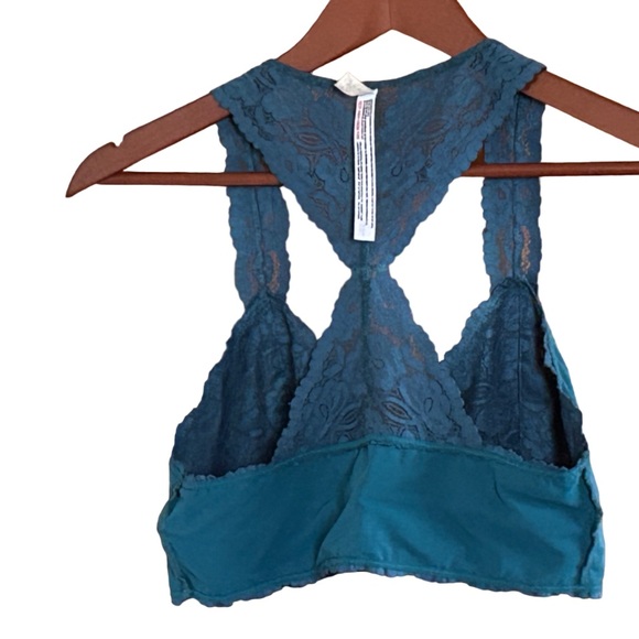 Free People BOHO Lace Emerald Green Racerback Bralette - Picture 4 of 5